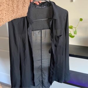 Black sheer button up